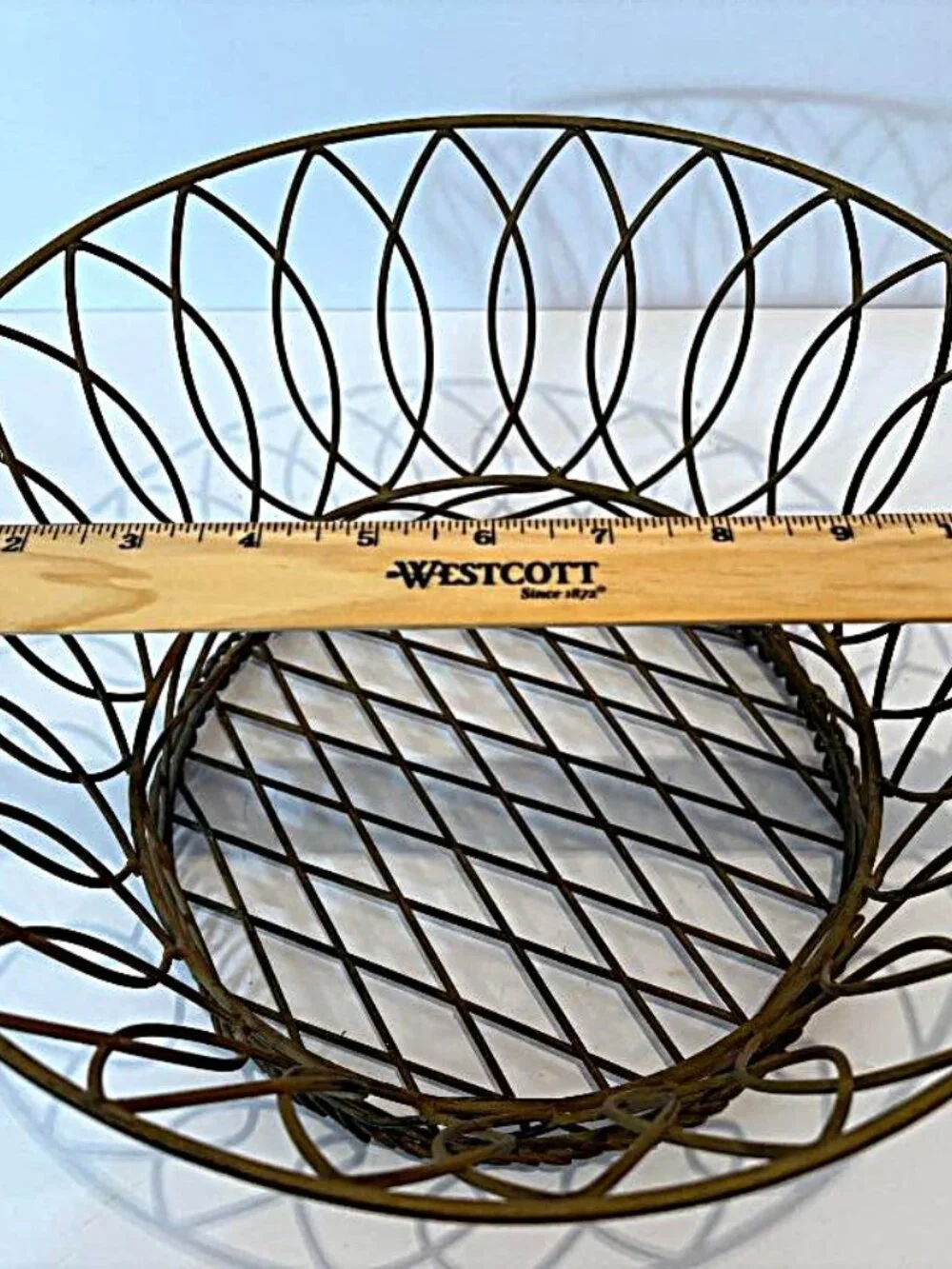Vintage French-style Wirework Large Round Basket - flared rim 12